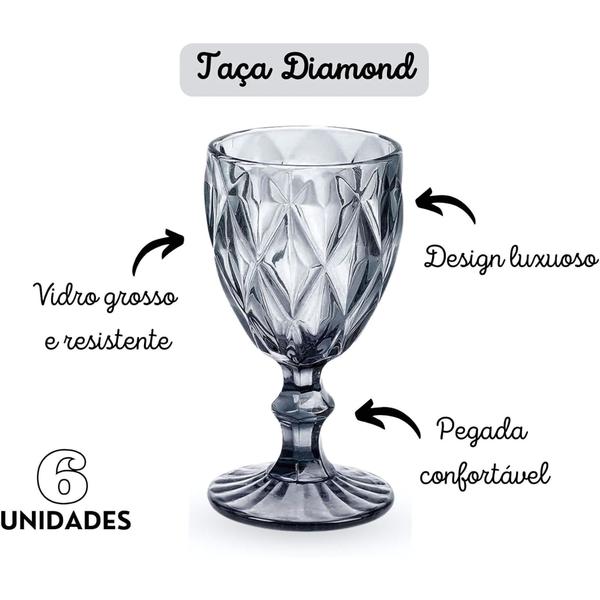 Imagem de Taça Vidro Diamante 340Ml Copo Água Suco Quality Home