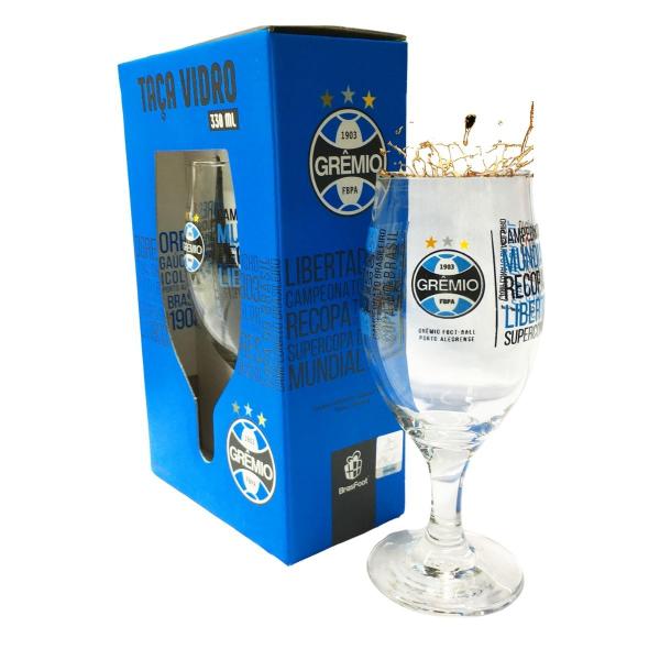 Imagem de Taça Windsor Vidro 330ml Cerveja Vinho Coquetel Chopp Time Emblema Grêmio C/ Títulos Oficial