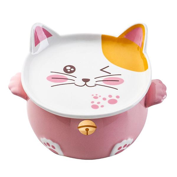 Imagem de Taça Wokex Kawaii Cat Ramen Ceramic com tampa, colher, prato