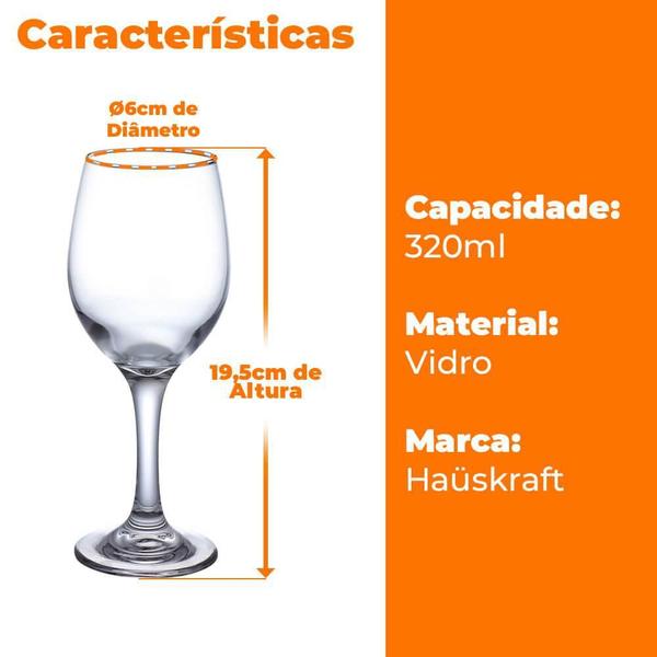 Imagem de Taças de Vinho e Água de Vidro Cecina 3 Peças 320mL - Hauskraft TCVN018