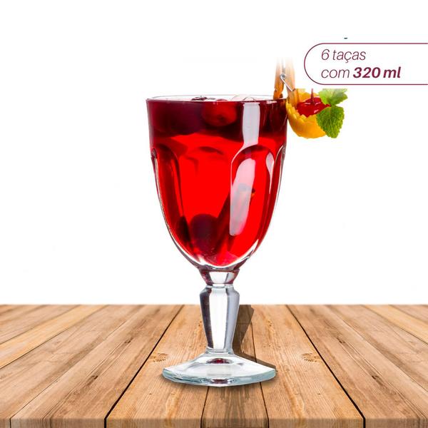 Imagem de Taças De Vinho Em Vidro 320ml Kit C/ 6 Peças - Dolce Home