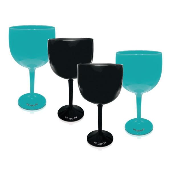 Imagem de Taças Krystalon Gin 550ml Azul Tiffany/Preto 4pçs