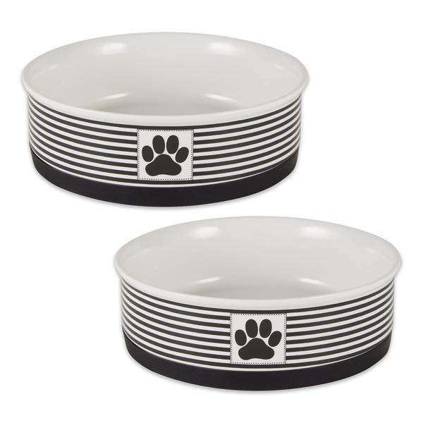 Imagem de Taças para animais de estimação DII Bone Dry Ceramic Paw Print listradas para animais de estimação