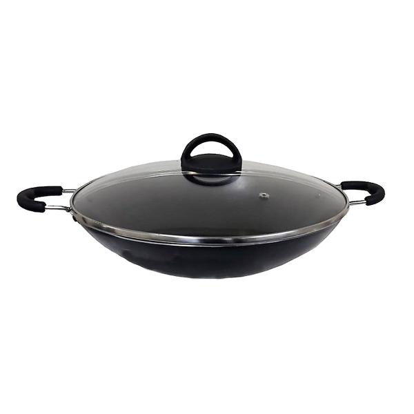 Imagem de Tacho Chinês Panela Wok Alumínio Antiaderente Tampa 32cm2,5L