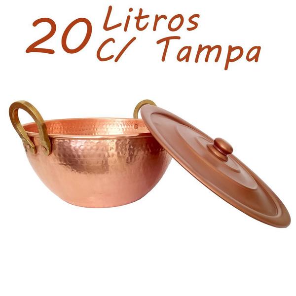 Tacho De Cobre Puro Com Tampa Cobreada 20 Litros - IMPÉRIO DO COBRE Imagem de Tacho De Cobre Puro Com Tampa Cobreada 20 Litros