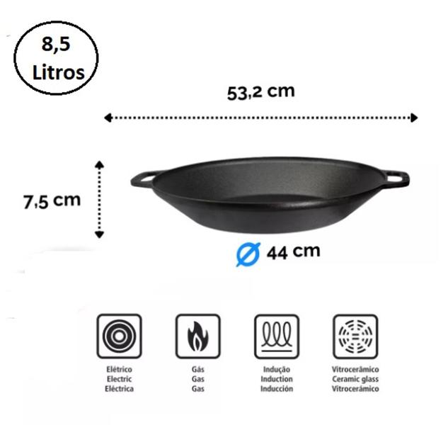 Imagem de Tacho de Ferro Fundido Grande com Duas alças 44cm 8,5 lts