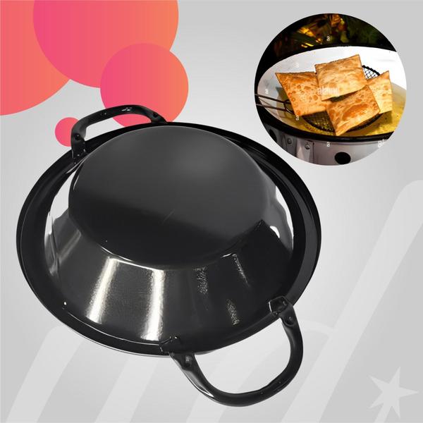 Tacho Esmaltado Nº16 Alumínio Frituras Pastéis Salgados Churros - Suzan Peças Paella Batata Frita Com Alças Resistente Cozinha Imagem de Tacho Esmaltado Nº16 Alumínio Frituras Pastéis Salgados Churros