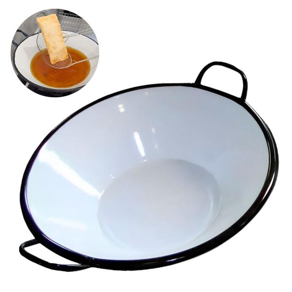 Tacho Esmaltado Nº16 Alumínio Frituras Pastéis Salgados Churros - Suzan Peças Paella Batata Frita Com Alças Resistente Cozinha Imagem de Tacho Esmaltado Nº16 Alumínio Frituras Pastéis Salgados Churros