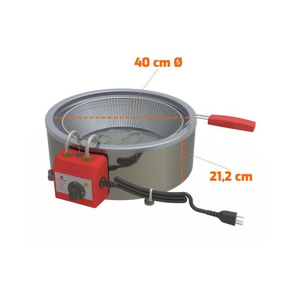 Imagem de Tacho Fritador Elétrico 7 Litros Aço Inox Escovado 1 Cesto Médio 127v Analógico Pr-70e - Progás