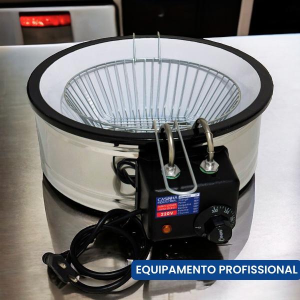 Tacho Redondo 5L Fritadeira Elétrica Industrial Pastel Coxinha Batata - Casinha Industrial Imagem de Tacho Redondo 5L Fritadeira Elétrica Industrial Pastel Coxinha Batata