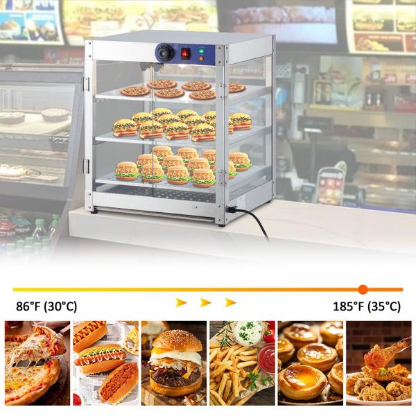 Imagem de Takywep Vitrine Aquecedora de Alimentos Comercial 800W com 3 Níveis (Prata)