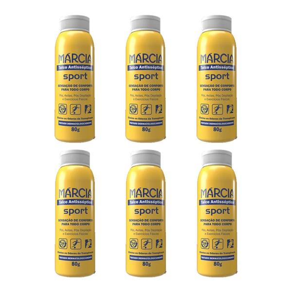 Imagem de Talco Antisseptico Marcia Sport 80g - Kit C/ 6un