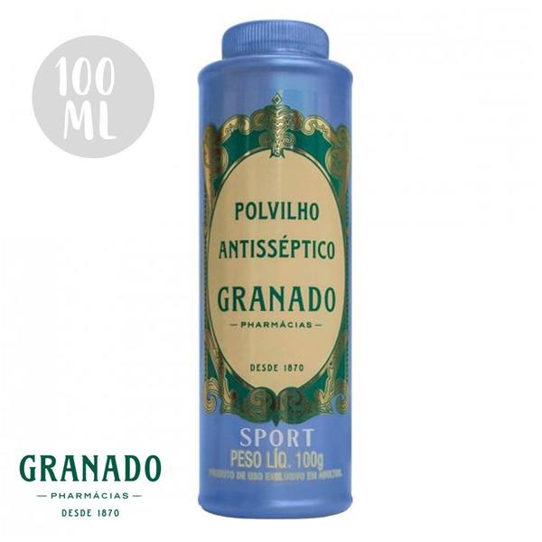 Talco Polvilho Antisséptico Sport Granado 100g Pés Assaduras Imagem de Talco Polvilho Antisséptico Sport Granado 100g Pés Assaduras
