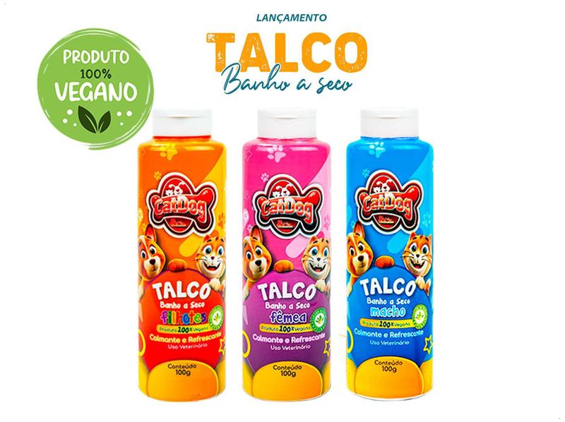 Imagem de Talco Vegano Banho a Seco Cães Refrescante 100g - Fêmea - Cat Dog & Cia