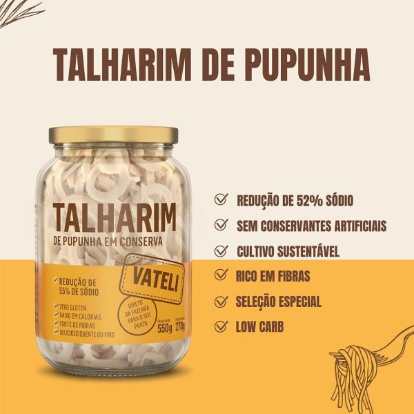 Talharim De Palmito Pupunha Em Conserva Vateli 550g Imagem de Talharim De Palmito Pupunha Em Conserva Vateli 550g