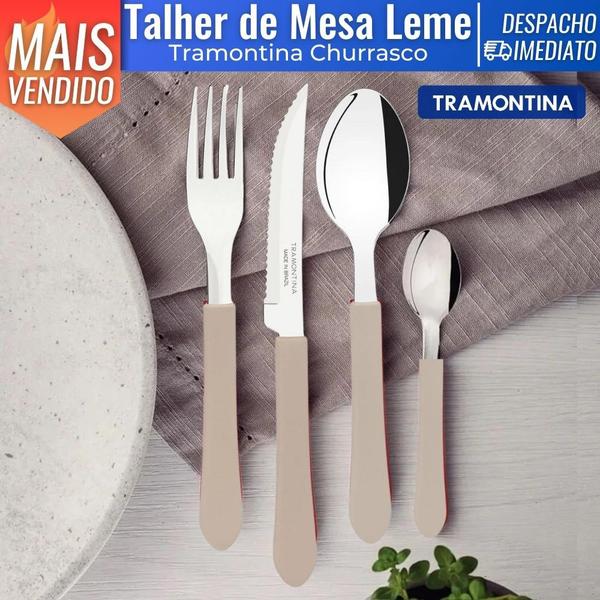 Imagem de Talher de Mesa Faca Garfo Colher Leme em  Aço Inox Tramontina