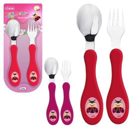 Talher Infantil Criança Bebe Kit 2Pç Garfo e Colher Inox - zein Imagem de Talher Infantil Criança Bebe Kit 2Pç Garfo e Colher Inox