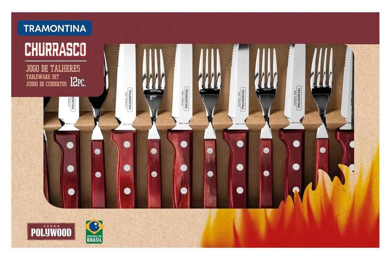 Imagem de Talheres de Churrasco Tramontina Polywood 12 Peças Aço Inox