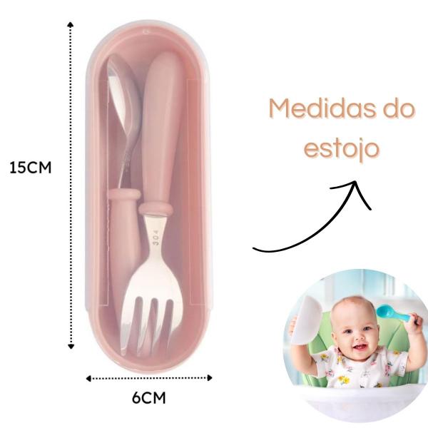 Talheres Infantil Aço Inox Colher Garfo Kit Com Estojo Bebe - CLINK Imagem de Talheres Infantil Aço Inox Colher Garfo Kit Com Estojo Bebe
