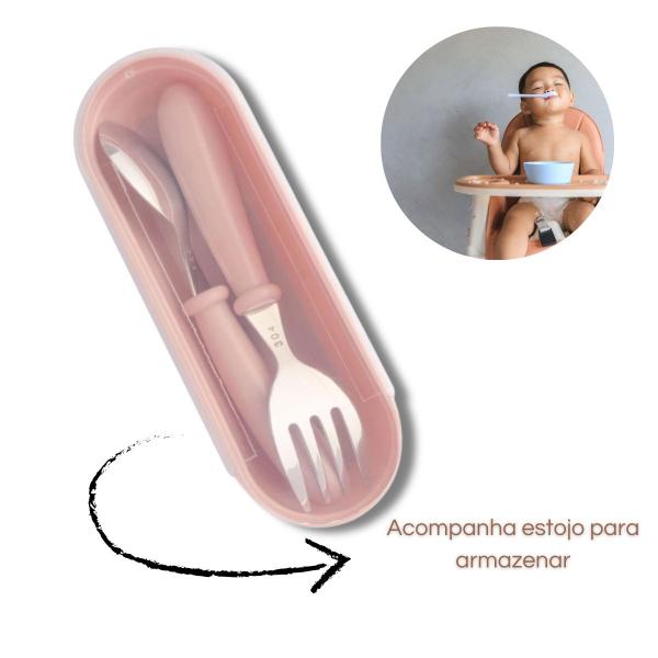Talheres Infantil Aço Inox Colher Garfo Kit Com Estojo Bebe - CLINK Imagem de Talheres Infantil Aço Inox Colher Garfo Kit Com Estojo Bebe