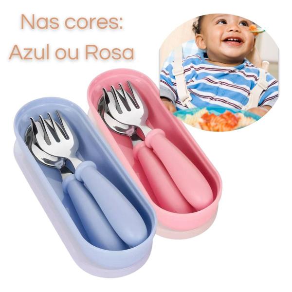 Talheres Infantil Aço Inox Colher Garfo Kit Com Estojo Bebe - CLINK Imagem de Talheres Infantil Aço Inox Colher Garfo Kit Com Estojo Bebe