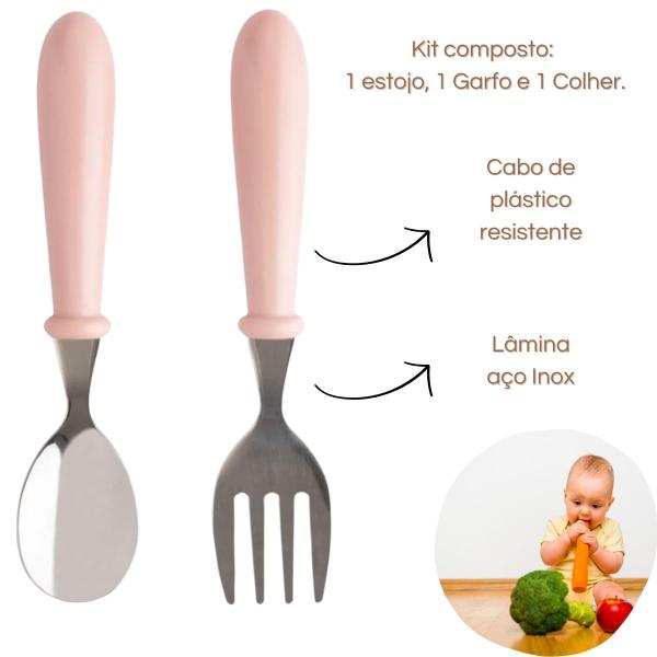 Talheres Infantil Aço Inox Colher Garfo Kit Com Estojo Bebe - CLINK Imagem de Talheres Infantil Aço Inox Colher Garfo Kit Com Estojo Bebe