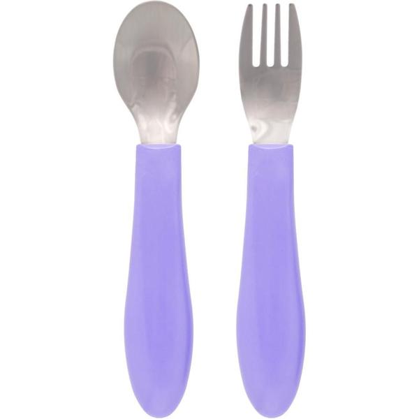 Imagem de Talheres Infantil Garfo e Colher Inox Bubazoo Roxo - Buba