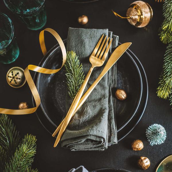 Imagem de  Talheres Salada Jantar Cozinha Bar Buffet Jogo Faqueiro Kit 20 Peças Talher Aço Inoxidável