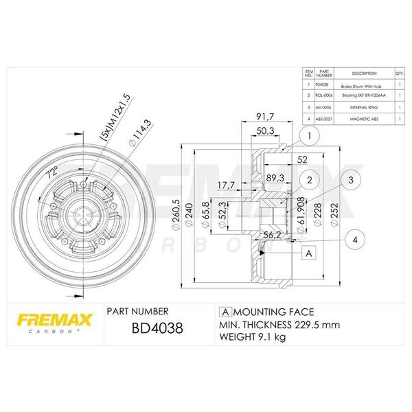 Imagem de Tambor De Freio Fremax Captur/Duster/Oroch - BD4038-KT