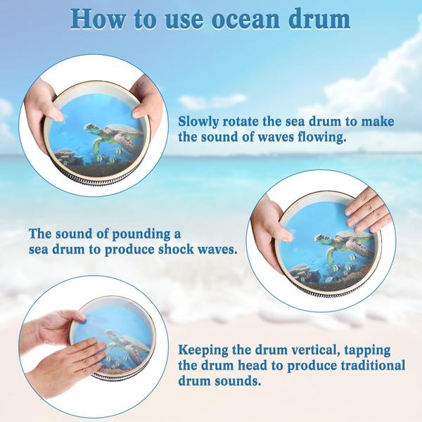 Imagem de Tambor Ocean Drum EASTROCK Wave Bead Sea Sound de 20 cm de madeira dura