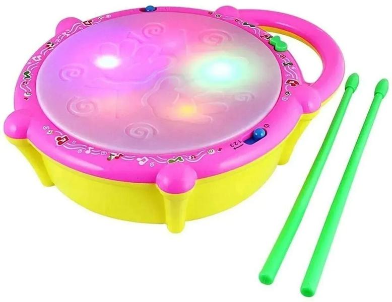 Imagem de Tamborzinho Musical Infantil Flash Drum com Baqueta Som e Luz