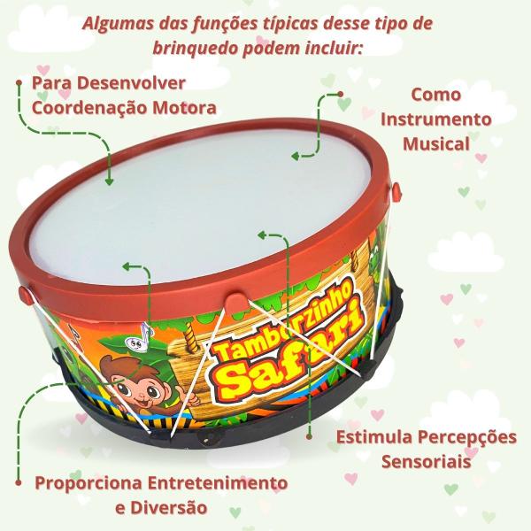 Imagem de Tamborzinho Tambor Infantil Brinquedo Musical Com Baqueta