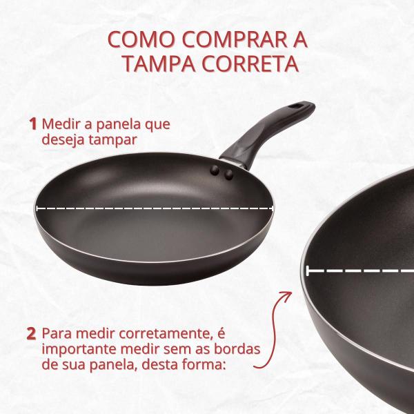 Tampa 18 cm de vidro para panela com pomel - DASSHAUS Tampa De Vidro Panela Frigideira Cozinha Imagem de Tampa 18 cm de vidro para panela com pomel