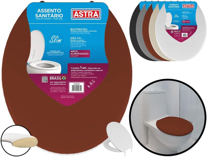 Imagem de Tampa Assento Privada Vaso Sanitário Oval Slim Almofadado Universal Astra