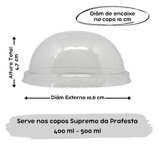 Imagem de Tampa Bolha Sem Furo Prafesta Supremo para Copos 400ml/500ml - Cx 300 unidades