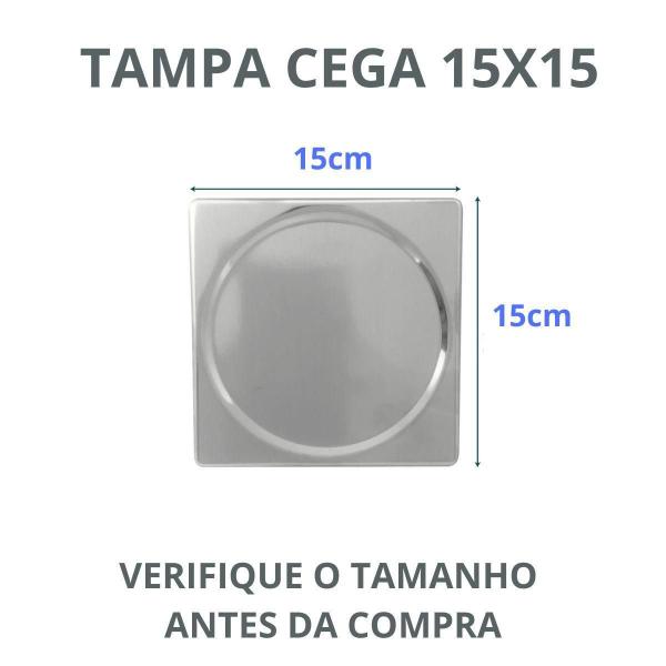 Imagem de Tampa Cega 15X15 Inox Para Fechamento De Caixa Sifonada 15Cm