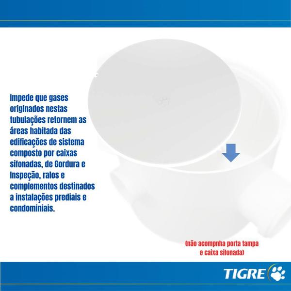 Imagem de Tampa Cega Redonda Fechar Tampar Caixa Sifonada Ralo PVC Branco Água Prediais Esgoto De 100mm Tigre