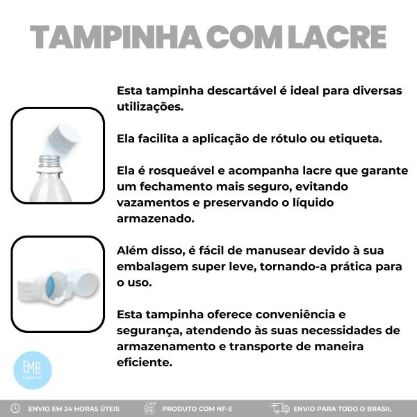 Imagem de Tampa Com Lacre Branca Para Garrafa Plastica 28mm - 25u