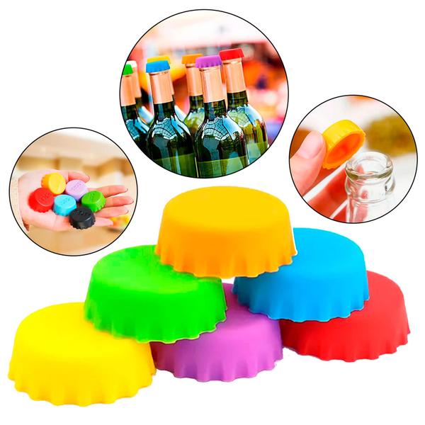 Tampa De Garrafa De Silicone Cerveja E Vinho Kit 12 Unidades - Things Nerd Imagem de Tampa De Garrafa De Silicone Cerveja E Vinho Kit 12 Unidades