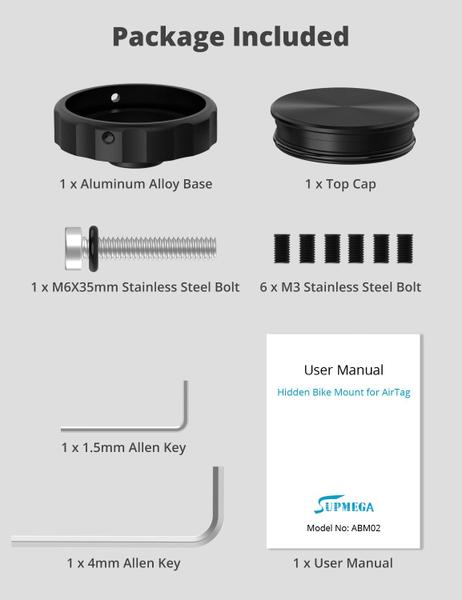 Imagem de Tampa de haste oculta SUPMEGA AirTag para montagem em bicicleta para 1-1/8 e 1-1/4
