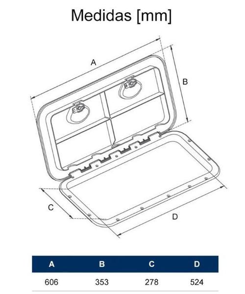 Imagem de Tampa De Inspeção Para Barcos Em Abs 60,6 X 35,3 Cm Lancha