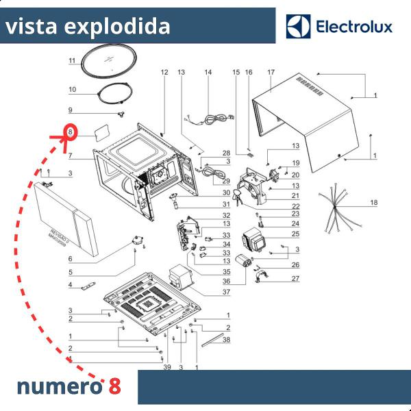 Imagem de Tampa De Mica Microondas Electrolux Mec41 Me21s Mef41 Me28s