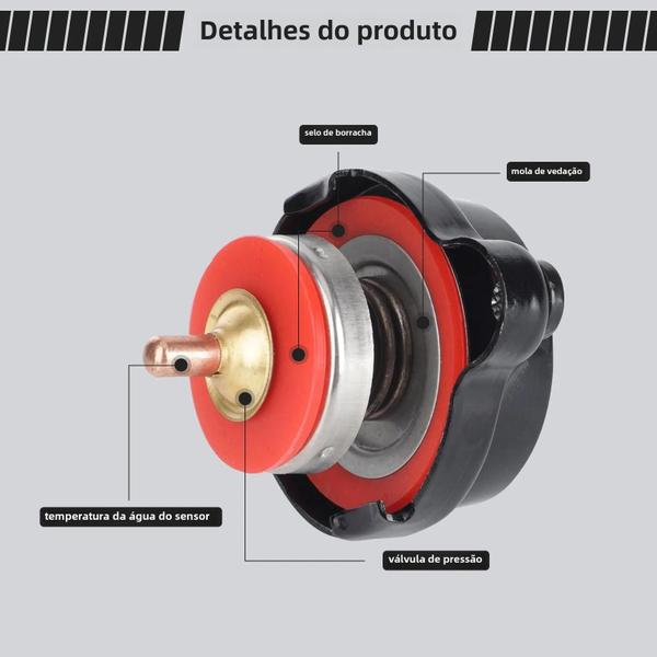 Imagem de Tampa de Radiador de Alta Pressão 1.8 Bar com Medidor de Temperatura - Honda, Yamaha, Kawasaki