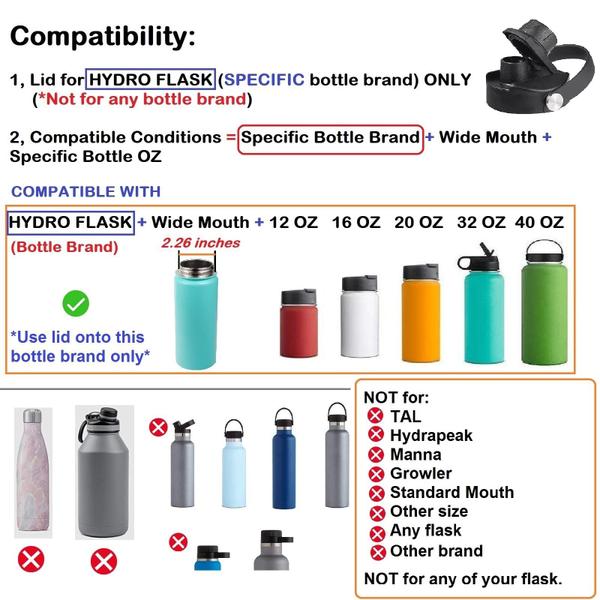 Imagem de Tampa de reposição para Hydro Flask Wide Mouth 946 ml 1,2 L, pacote com 2