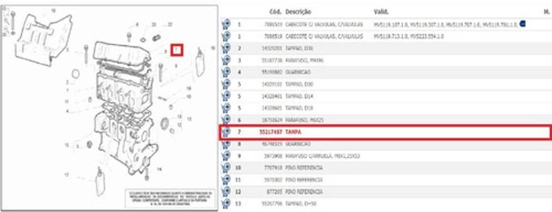 Imagem de Tampa De Valvulas Nova Fiat Palio Uno Strada 55217487
