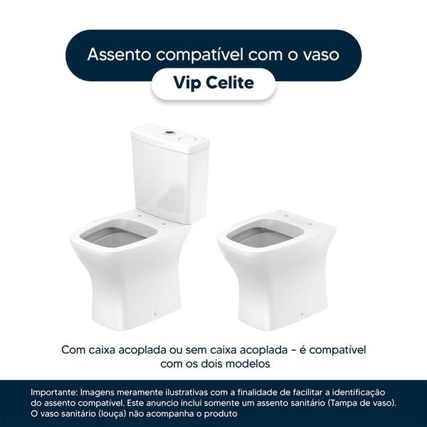 Imagem de Tampa de Vaso Acrílico Soft Close Vip Branco para bacia Celite