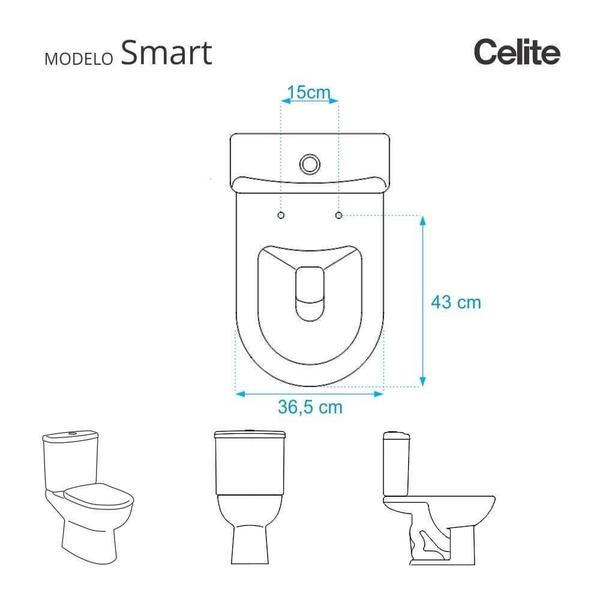 Imagem de Tampa de Vaso Almofadada Smart Branco para bacia Celite  