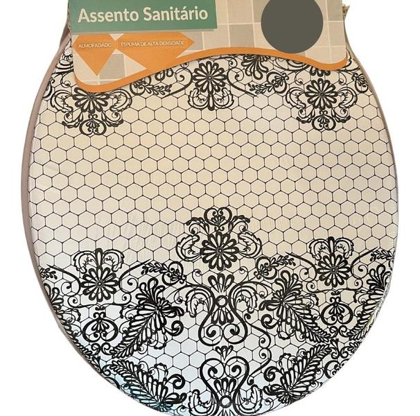 Imagem de Tampa De Vaso Almofadado Assento Universal Oval Estampado