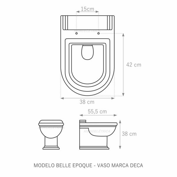 Imagem de Tampa de Vaso Belle Epoque Creme para Bacia Deca em MDF Laq