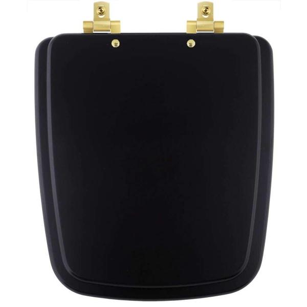 Tampa de Vaso Com Fechamento Lento Boss Matte Black (Preto Fosco) para Louça Incepa com Ferragem Dourada - Pontto Lavabo Imagem de Tampa de Vaso Com Fechamento Lento Boss Matte Black (Preto Fosco) para Louça Incepa com Ferragem Dourada